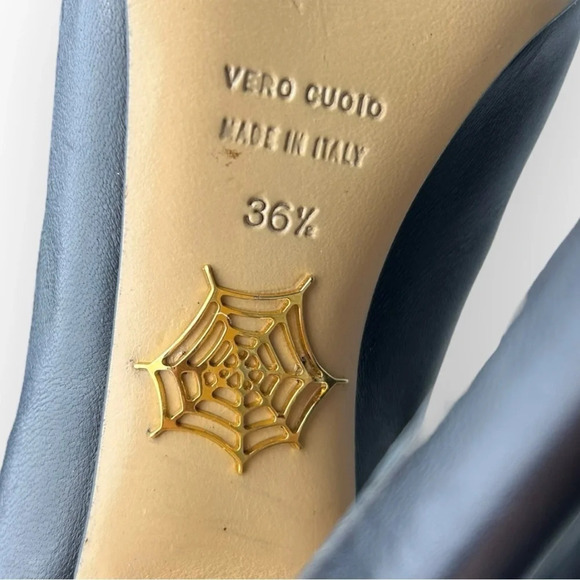 Charlotte Olympia Black Lucinda Golden Platform Ankle Boot 36.5 - Picture 12 of 12